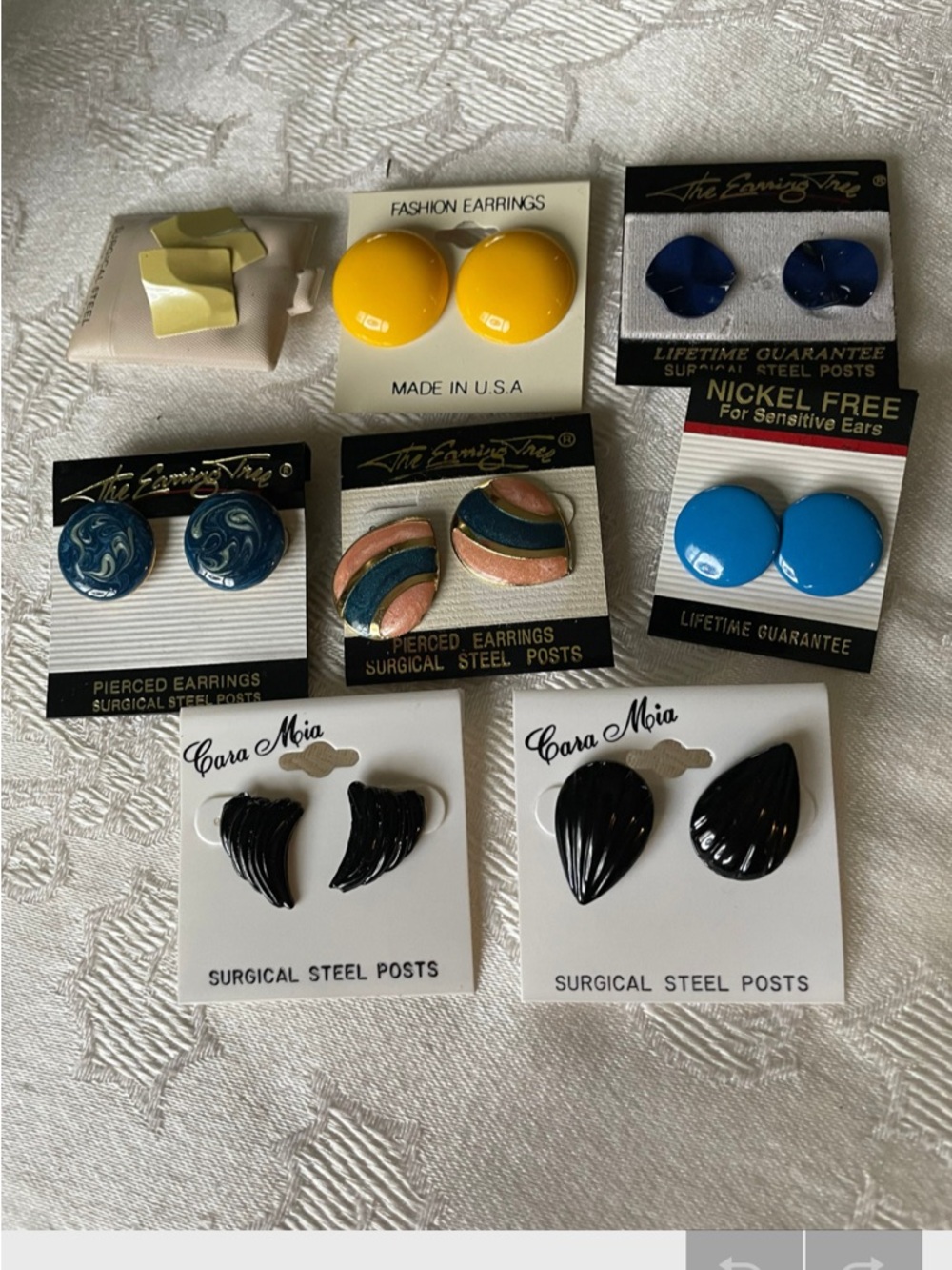 Eight Retro Pierced Earrings On Original Cards Fashion Jewelry